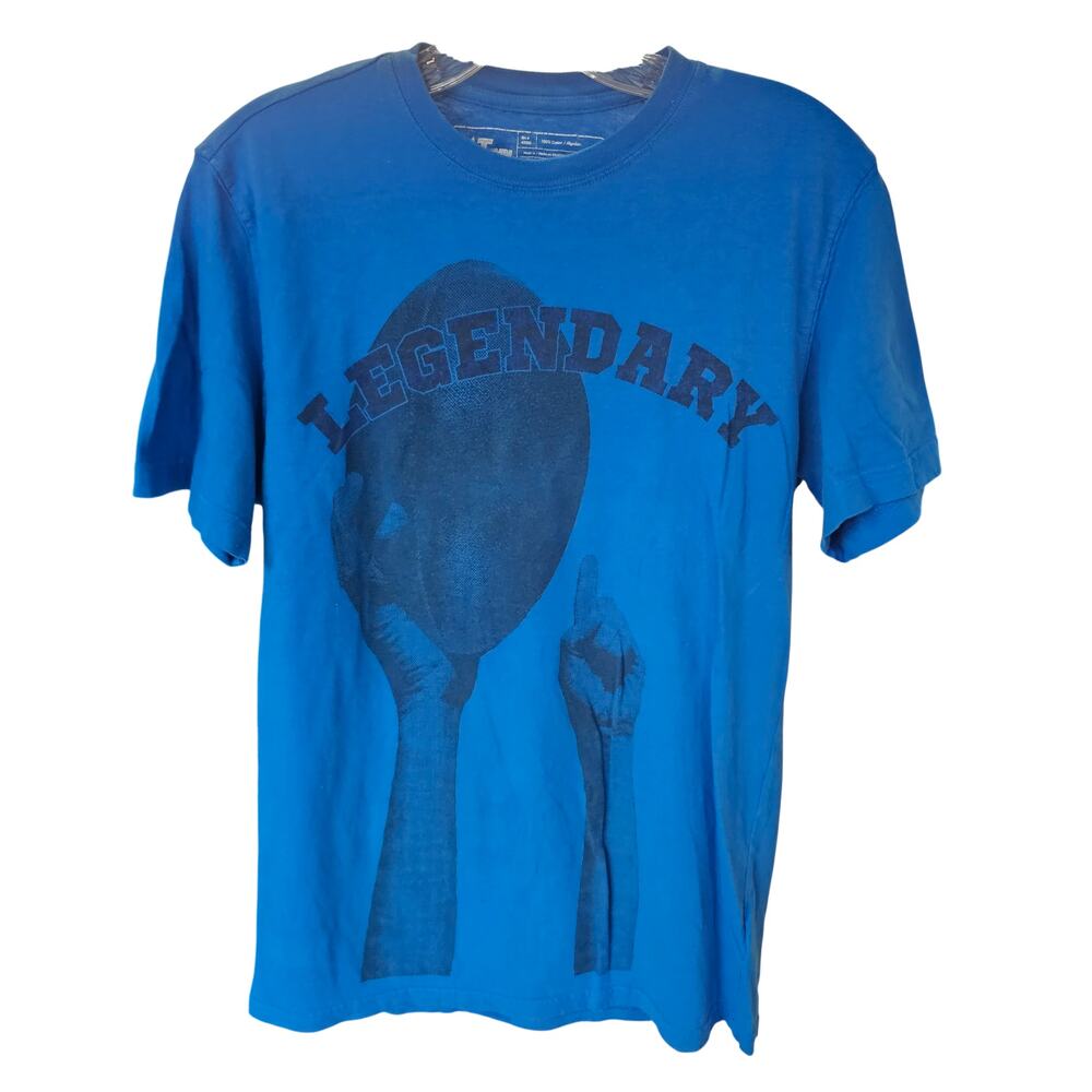❤️2/$12 Athletech Mens Graphic T-Shirt Blue "Legendary" Size Small